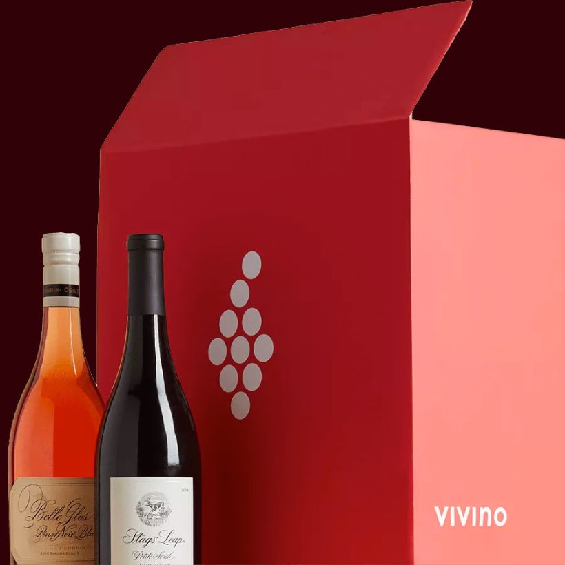 Vivino box with two bottles of wine.